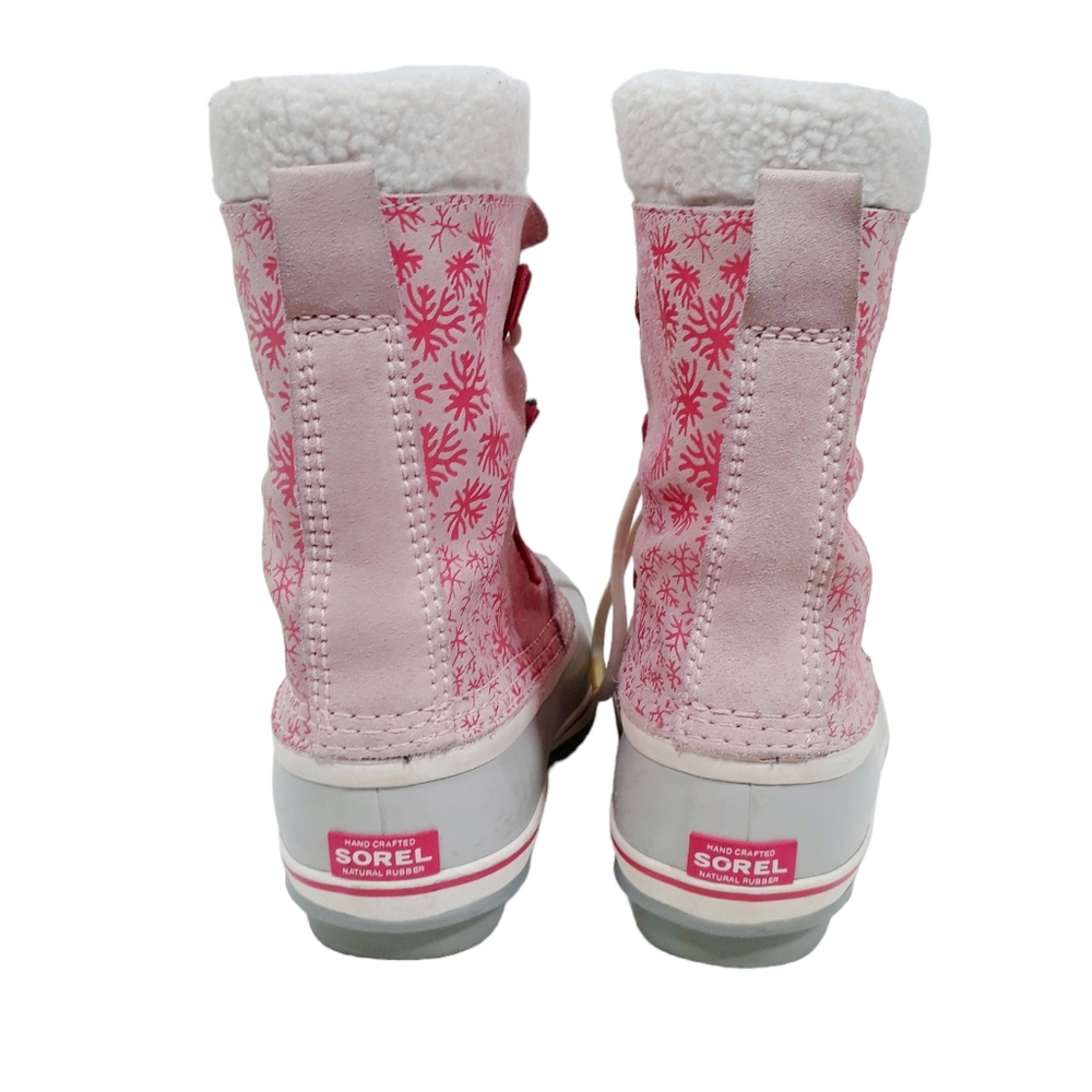 Sorel Yoot Pac Leather Snow Winter Boots Pink Snowflake - Picture 4 of 11